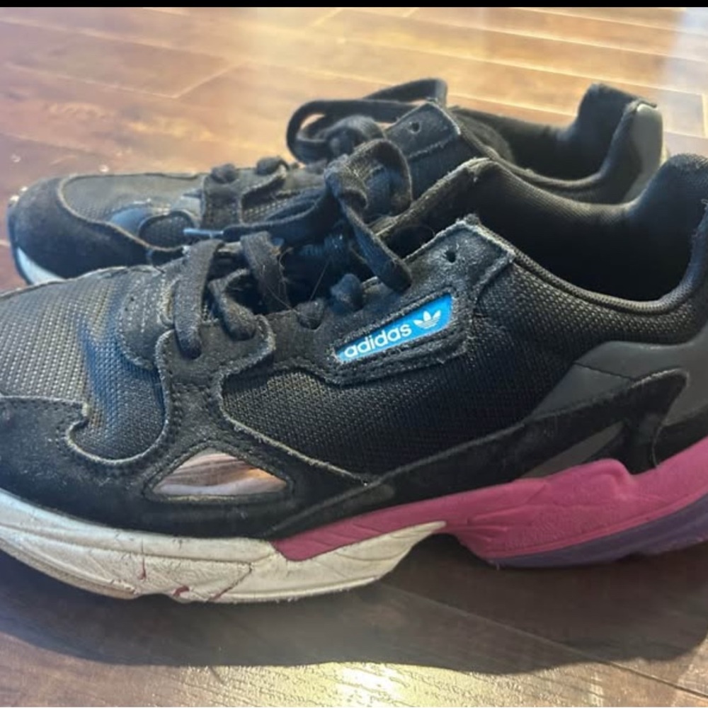 Adidas Black and Pink Sneakers size 10